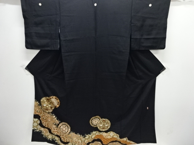 JAPANESE KIMONO / TOMESODE / EMBROIDERY / FLOWER CREST